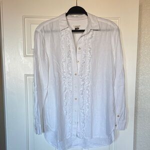 Anthropologie White Button-Up Blouse